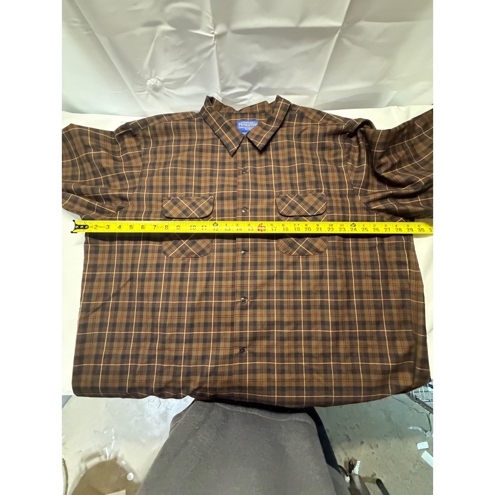 Pendleton Board Shirt Mens XXXL Brown Plaid 100% Wool Long Sleeve Button Up 3XL - Picture 6 of 7